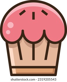 Icono de línea de color de la tarta, icono del vector