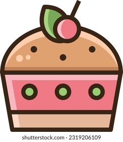 Icono de línea de color de la tarta, icono del vector