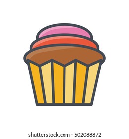 CupCake Colored Icon  Bakery Food