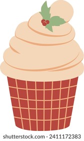 Cupcake colorful cartoon with frosting sugar. Cute dessert emoji icon sweet collection