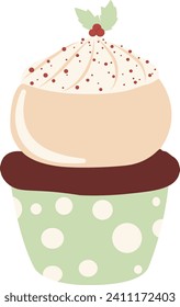 Cupcake colorful cartoon with frosting sugar. Cute dessert emoji icon sweet collection