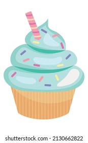 cupcake with colorful and decorative sprinkles