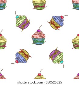 Cupcake colorful pattern, excellent vector illustration, EPS 10