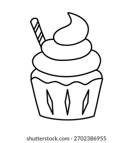 Página para colorear de cupcake Postre imprimible