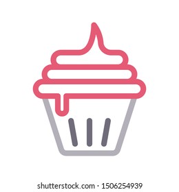 cupcake colour line vector icon