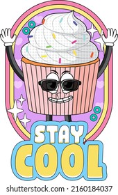 Cupcake comic style with word expression illustration