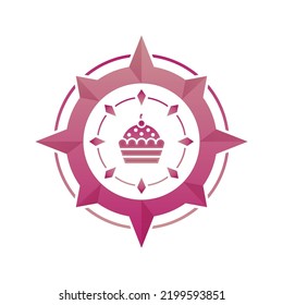 cupcake compass logo gradient design template icon element