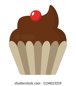 Un bizcocho con chocolate y cerezo en la parte superior 