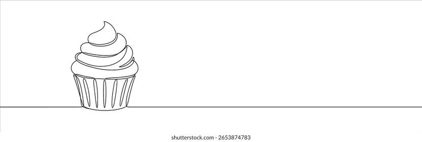 Desenho contínuo de uma linha de bolacha. Símbolo do bolo. Ilustração vetorial.