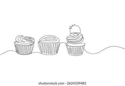 Cupcake Continuous one Line Icon 