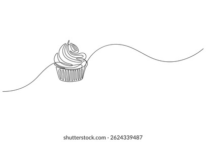 Ícone de Uma Linha Contínua Cupcake 