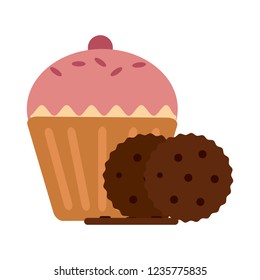 Cupcake and cookies