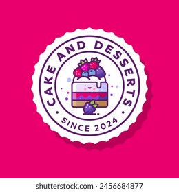 Cupcake with cream and berry mix. Sweet food icon. Illustration of dessert. Kawaii emoji. Smiley face.