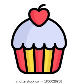 cupcake, cream cake color line icon