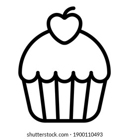 cupcake, cream cake simple line icon