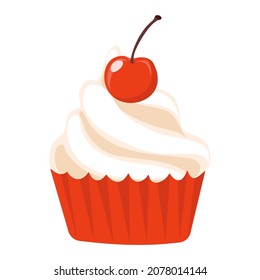 cupcake with cream and cherry on top