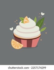 Cupcake with Cream decoration lemone