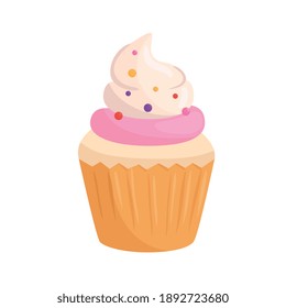 Cupcake with cream design, Muffin dessert sweet and food theme Vector illustration