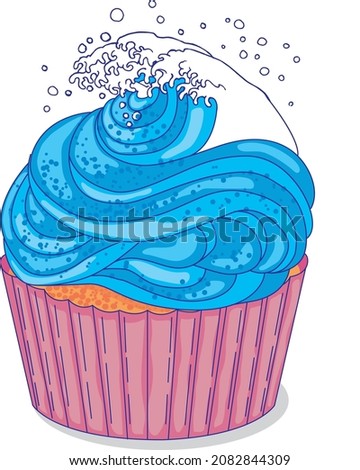 cupcake in cream in the form of a wave