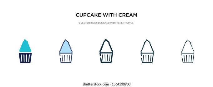 cupcake with cream icon in different style vector illustration. two colored and black cupcake with cream vector icons designed in filled, outline, line and stroke style can be used for web, mobile,