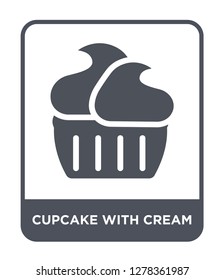 cupcake with cream icon vector on white background, cupcake with cream trendy filled icons from Bistro and restaurant collection, cupcake with cream vector illustration