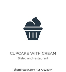 Cupcake with cream icon vector. Trendy flat cupcake with cream icon from bistro and restaurant collection isolated on white background. Vector illustration can be used for web and mobile graphic 