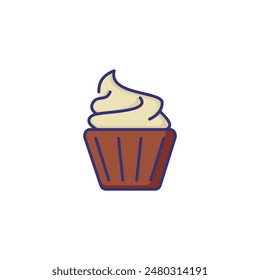 Cupcake with cream line icon. Sweet food, dessert, bakery. Restaurant concept. Vector illustration can be used for topics like food, unhealthy eating, confectionary