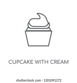 Cupcake with Cream linear icon. Cupcake with Cream concept stroke symbol design. Thin graphic elements vector illustration, outline pattern on a white background, eps 10.