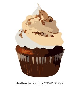 Un bizcocho con crema y nueces. Pastel, tarta, postre, dulce, crema, panadería