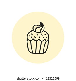 Cupcake with cream on top. Vector hand drawn illustration