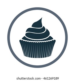Cupcake with cream simple icon on the background