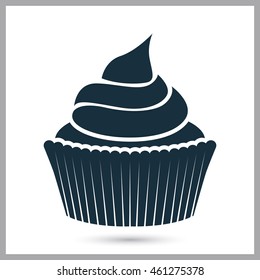 Cupcake with cream simple icon on the background