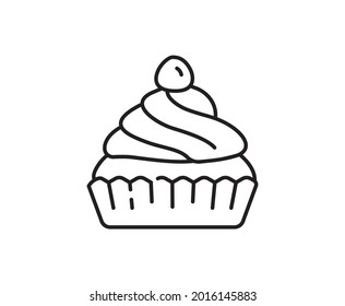 Pastel con crema - icono lineal simple. Ilustración vectorial.