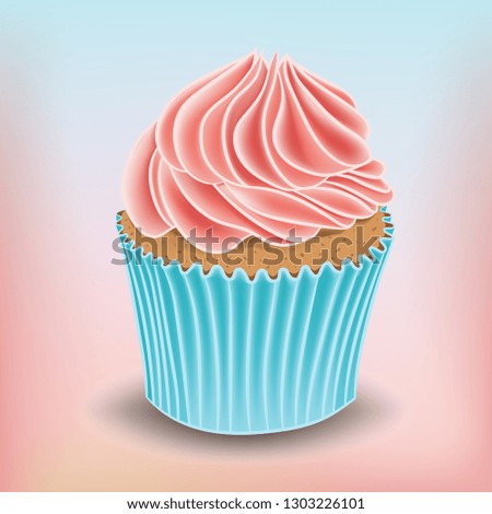 Cupcake with cream. Sweet cupcake