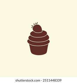 Cupcake cute logo design, red color 