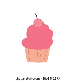Täglicher Cupcakes-Aufkleber im flachen Stil Symbol Design, Muffin Desserts süß und Essen Thema Vektorgrafik