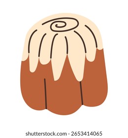 Cupcake with decor. Autumn dessert. Vector illustration.