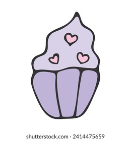 Cupcake decorated with hearts. Valentine's day