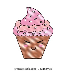 Cupcake delicious dessert cute kawaii cartoon