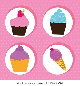 cupcake delicious over pink background vector illustration 