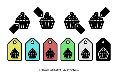 Cupcake, desert, sweet vector icon in tag set illustration for ui and ux, website or mobile application