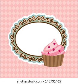 cupcake design over pink background vector illustration