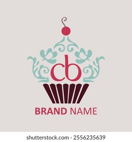 Cupcake design template. Elegant element for your business logo. Vector illustration.