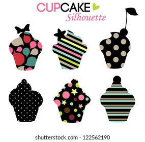 cupcake design,colorful silhouettes