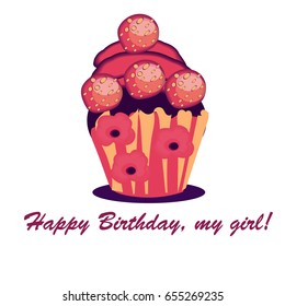 cupcake design.Menu cover, web icon hand drawn, birthday