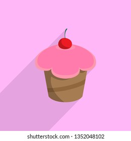 Cupcake Dessert bakery sweets flat icon - vector