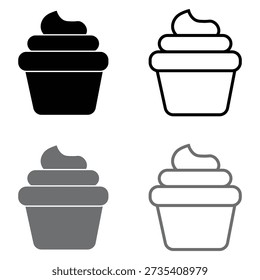 Cupcake Dessert und Bäckerei Vektorsymbole