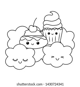 Cupcake dessert cartoon design vector illustration