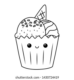 Cupcake dessert cartoon design vector illustration