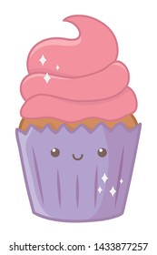 Cupcake dessert cartoon design vector illustrator